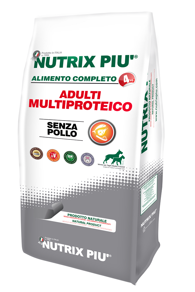 NUTRIX PIU’ CANI ADULTI MULTIPROTEICO SENZA POLLO